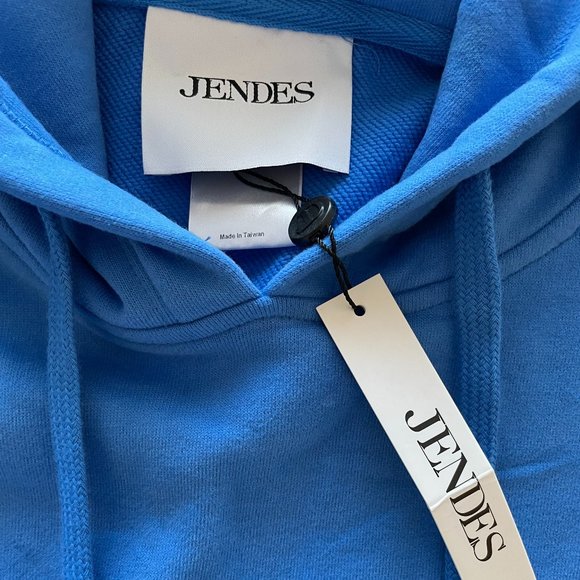 JENDES Slit Side Dip Hem Sweatshirt Hoodie Dress Light Sky Blue One Size - Picture 3 of 4